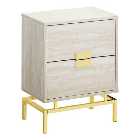 DAPHNES DINNETTE 24 in. Beige Marble & Gold Metal Accent Table DA3079057